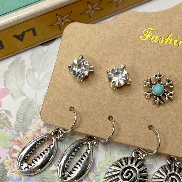 6pc Set Boho Beach Vibes Dangle + Stud Earrings - Picture 9 of 13